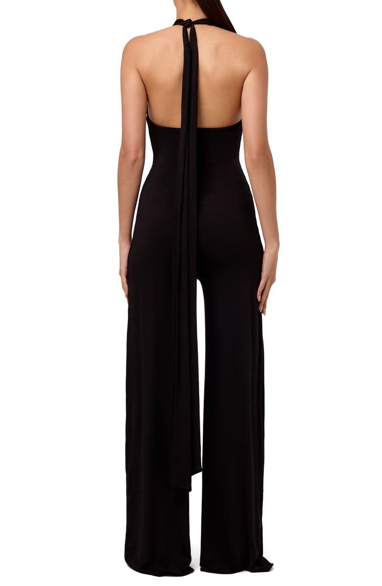 Naked Wardrobe Smooth Halter Wide Leg Jumpsuit, Alternate, color, Black