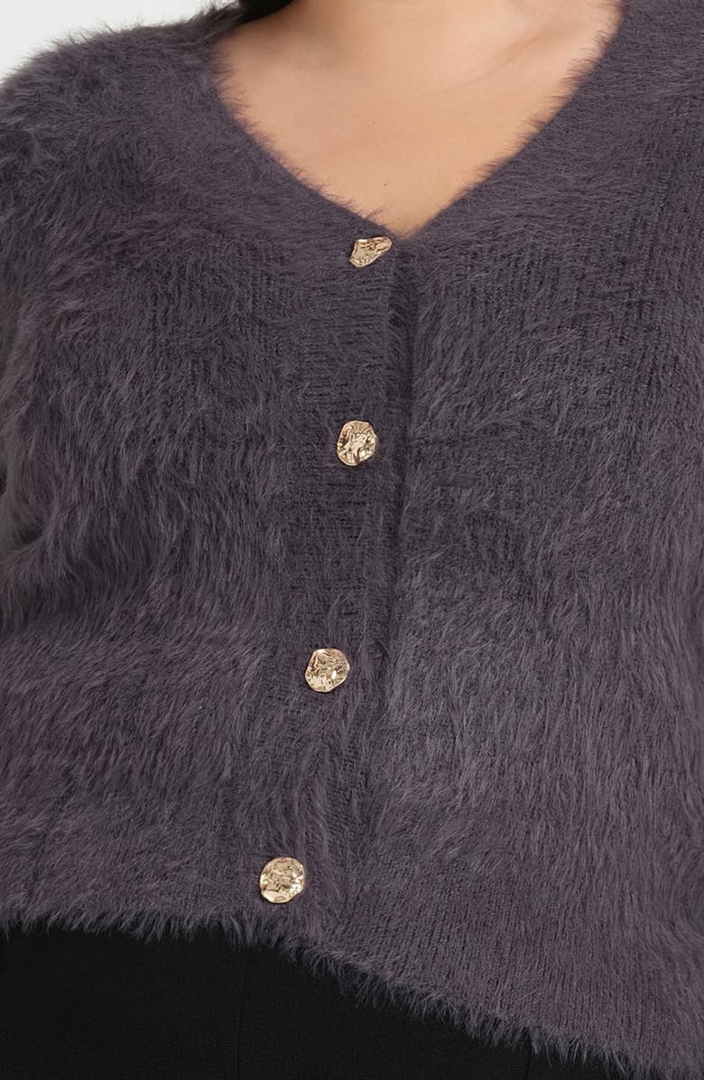 Estelle Chantelle Fuzzy V-Neck Cardigan, Alternate, color, Slate
