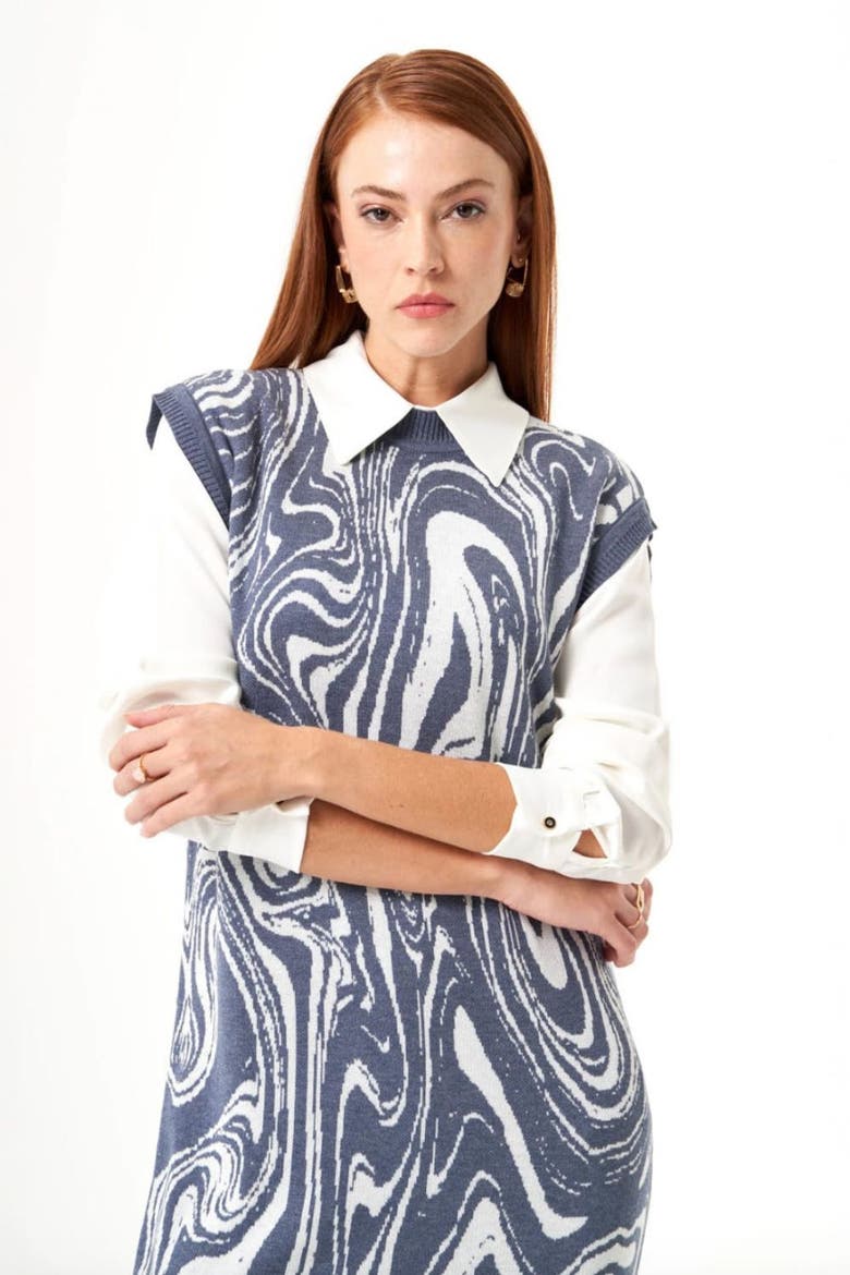 Special Patterned Knitwear Dress, Alternate, color, Indigo