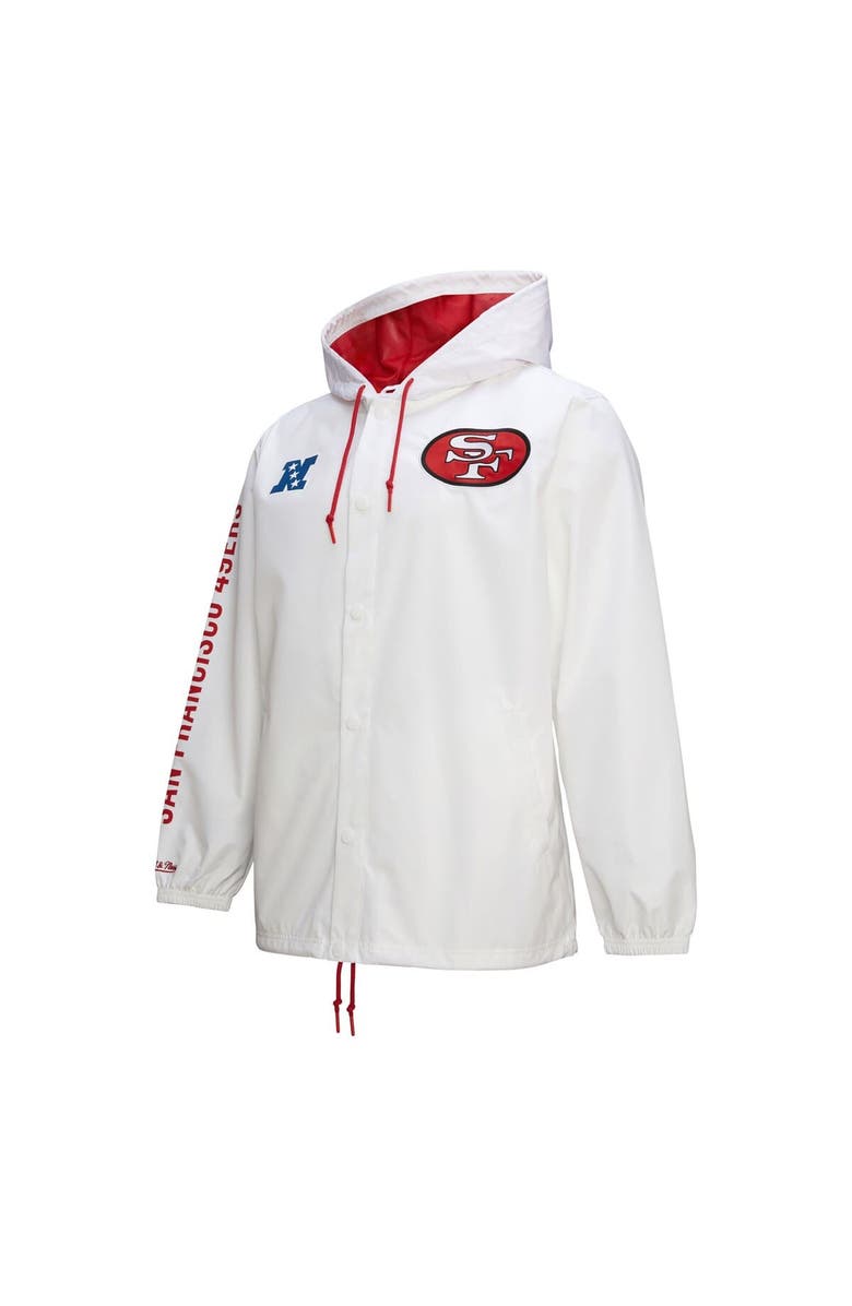 Mitchell & Ness Men's Mitchell & Ness White San Francisco 49ers Vintage Logo Coaches Full-Snap Hoodie Jacket, Alternate, color, White