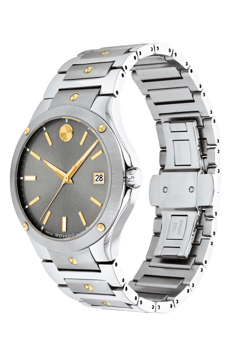 Movado S.E. Dot Accent Bracelet Watch, 41mm, Alternate, color, Black