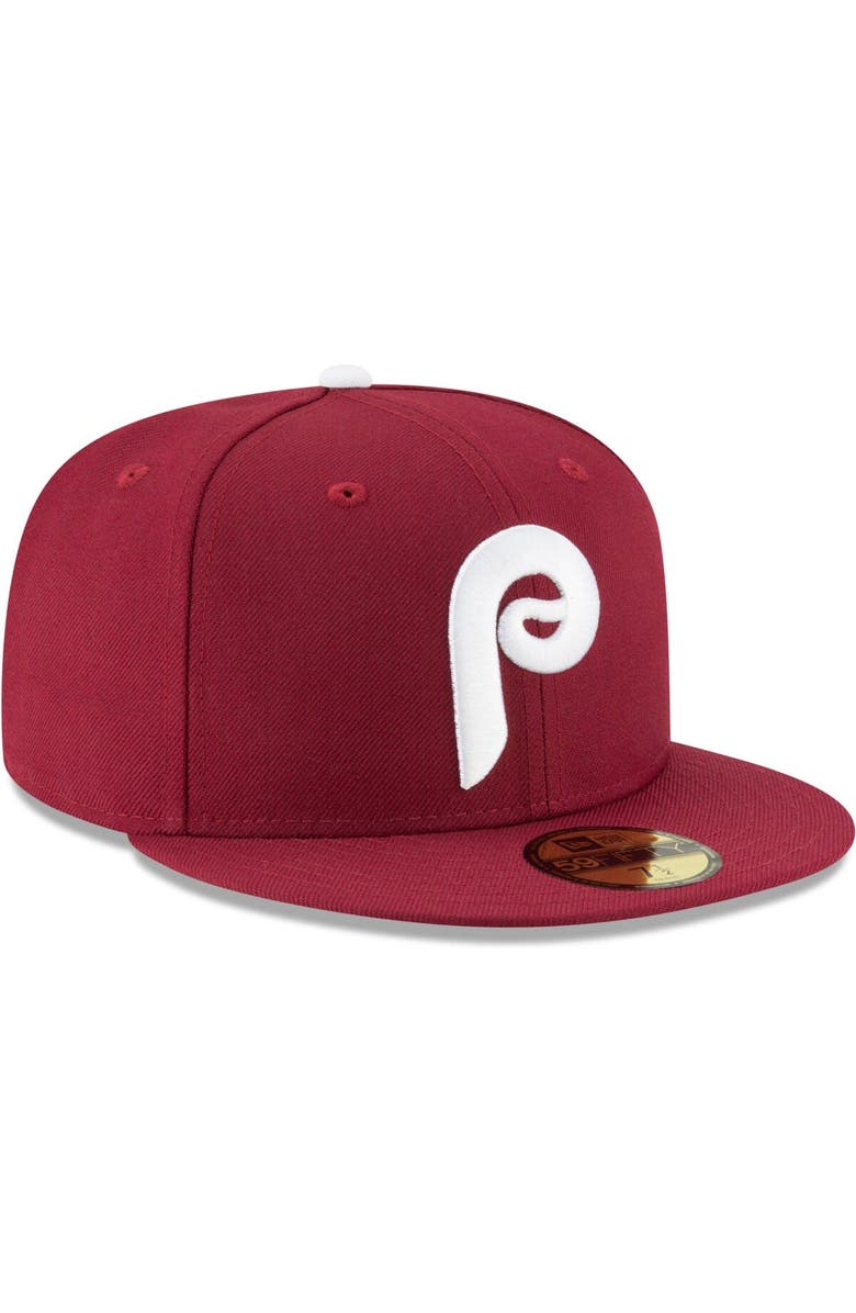 New Era Men's New Era Maroon Philadelphia Phillies Cooperstown Collection Wool 59FIFTY Fitted Hat, Alternate, color, Maroon