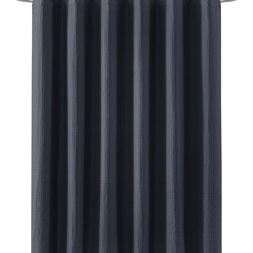 Dkny Modern Waffle Stitch Cotton Shower Curtain In Black