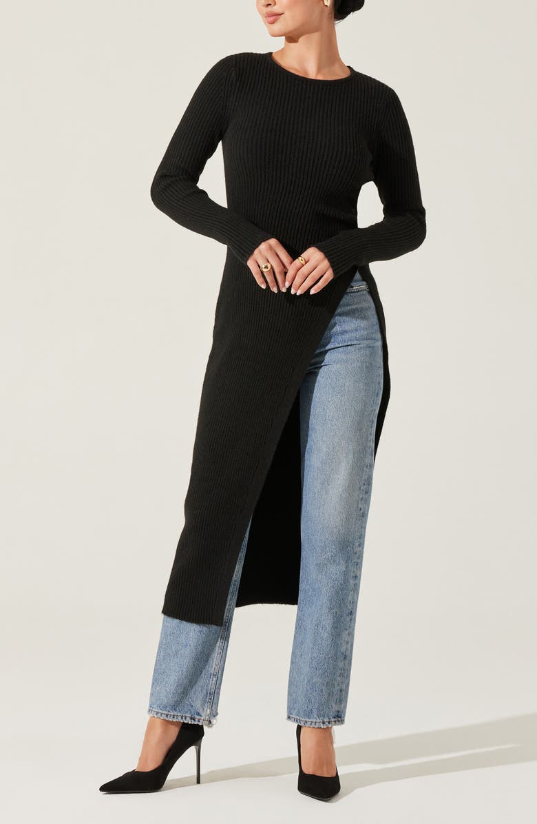 ASTR the Label High Slit Long Sweater, Alternate, color, Black