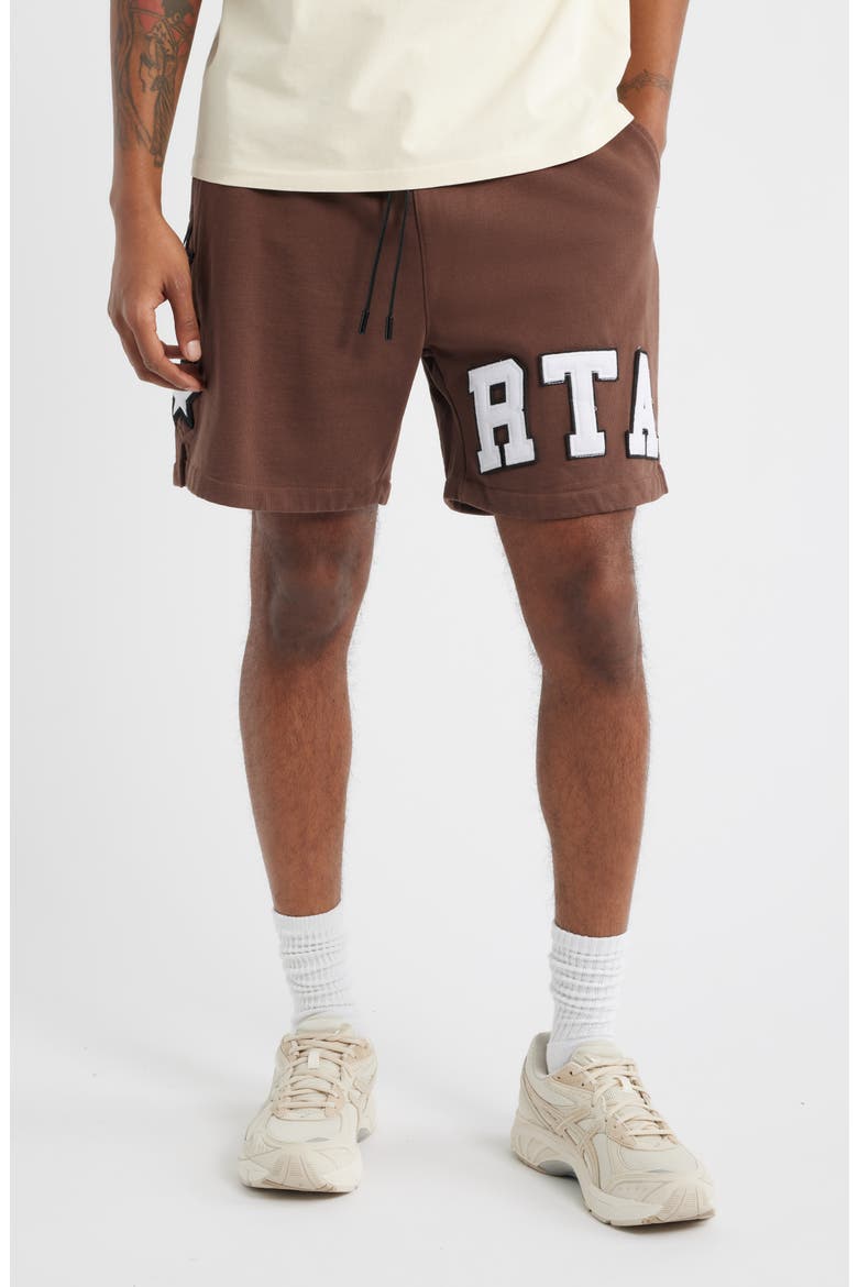 Clyde Cotton Sweat Shorts, Main, color, BROWN COLLEGIATE
