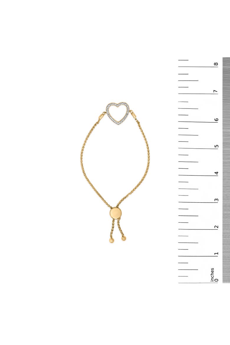 Gold Vermeil Diamond Accent Heart Lariat Bolo Bracelet, Alternate, color, Silver