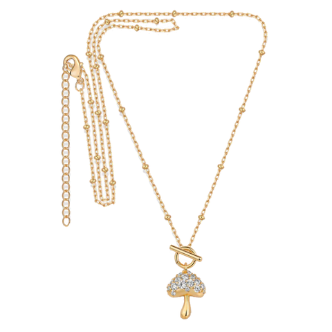 CZ Mushroom Toggle Pendant Necklace