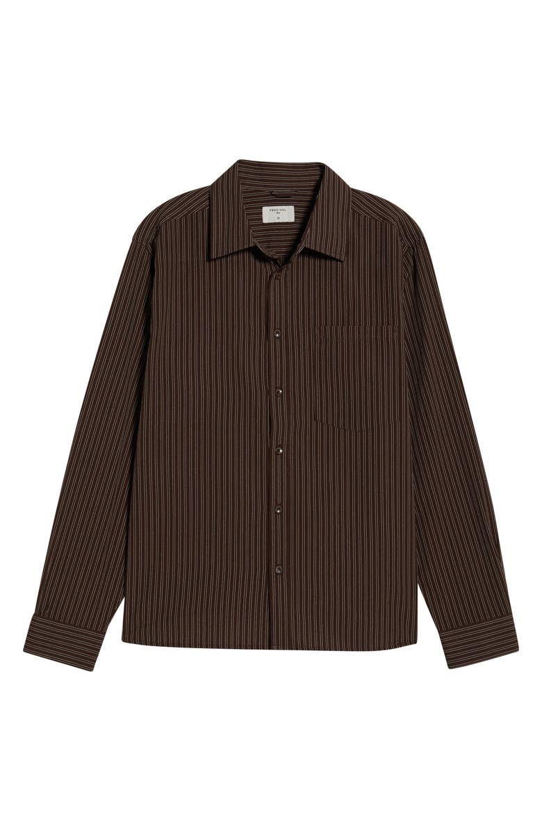 Percival Clancy Stripe Cotton Button-Up Shirt, Main, color, Brown