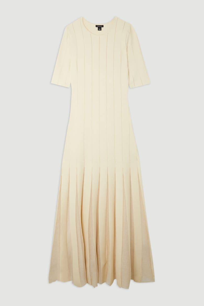 Petite Knit Full Skirt Midi Dress, Alternate, color, Cream