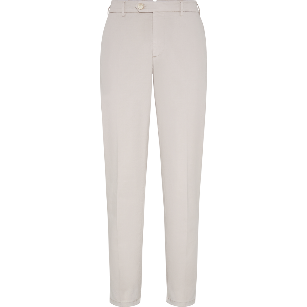 Brunello Cucinelli Gabardine Garment Dyed Trousers In Panama