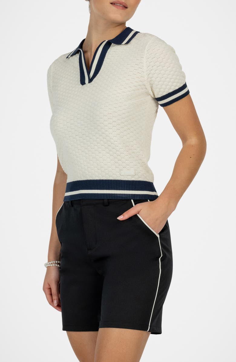 Golf Linx 18 Clubhouse Tipped Pima Cotton Polo, Alternate, color, White/ Navy