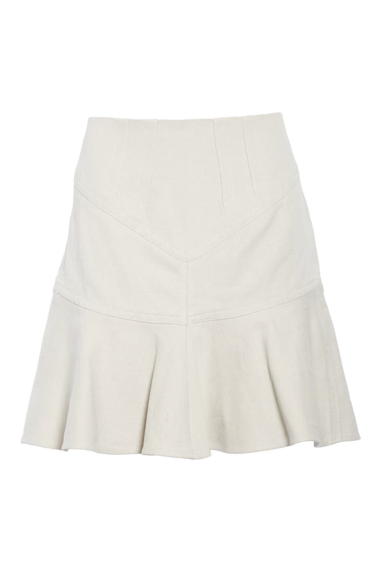 Kelly Flutter Hem Cotton & Linen Skirt, Alternate, color, CHALK