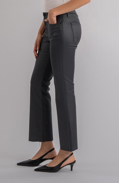 Kut From The Kloth Kelsey Coated Raw Hem High Waist Ankle Flare Jeans In Black