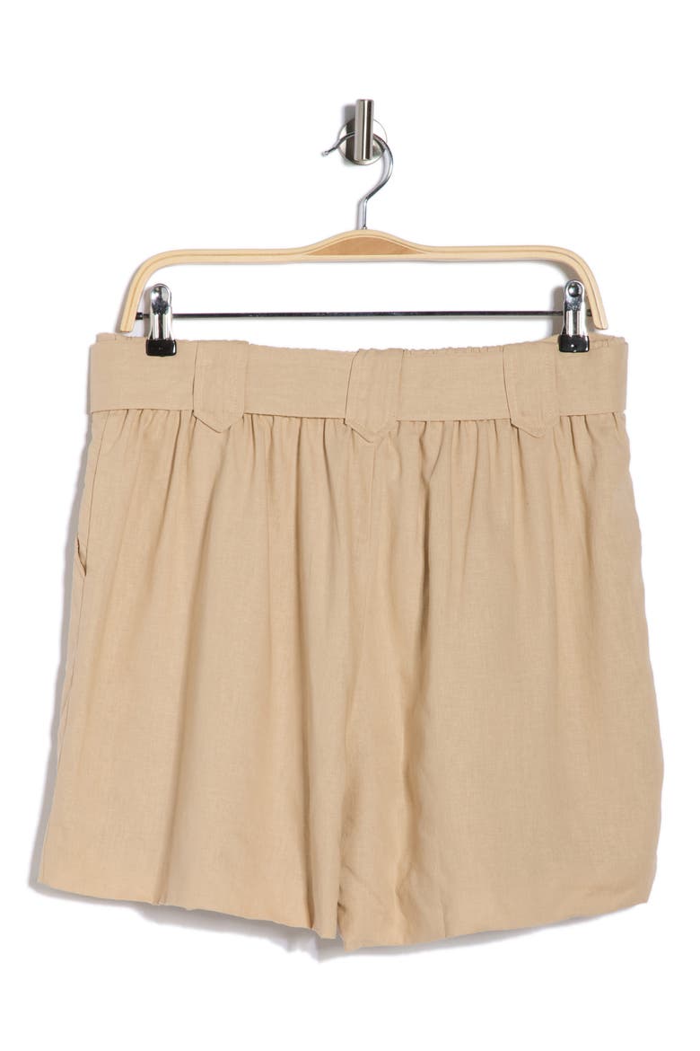 Appliqué Shadow Linen Blend Shorts, Alternate, color, BEIGE/ BLACK