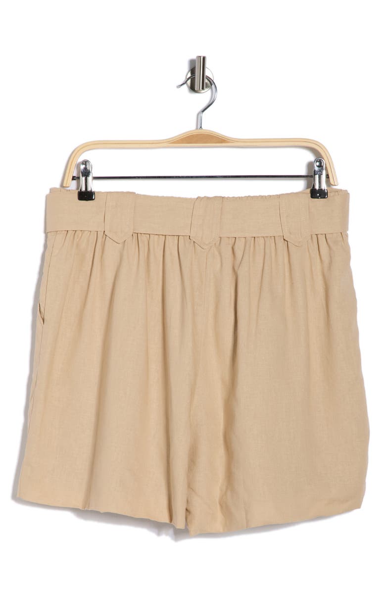 JASON WU Appliqué Shadow Linen Blend Shorts, Alternate, color, Beige/ Black