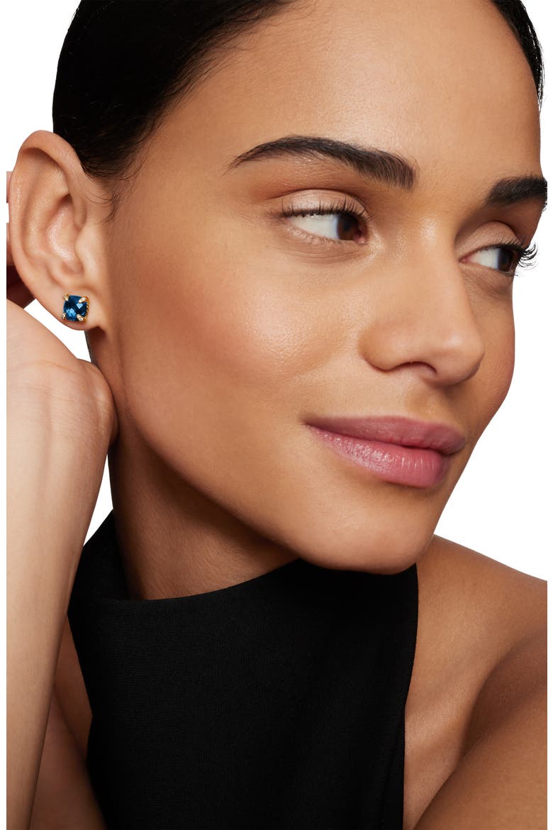 Châtelaine Earrings with Semiprecious Stones in 18K Gold, Alternate, color, YELLOW GOLD/ BLUE TOPAZ