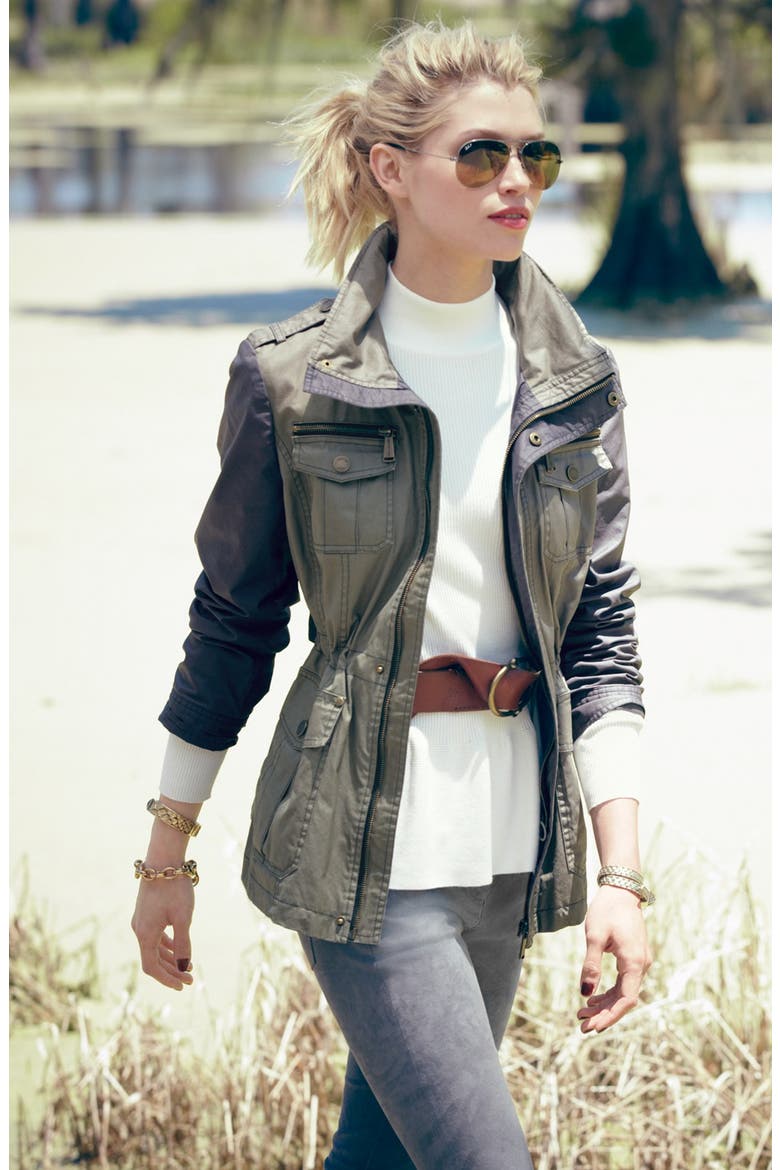 Waxed Cotton Field Jacket (Nordstrom Exclusive), Alternate, color, OLIVE
