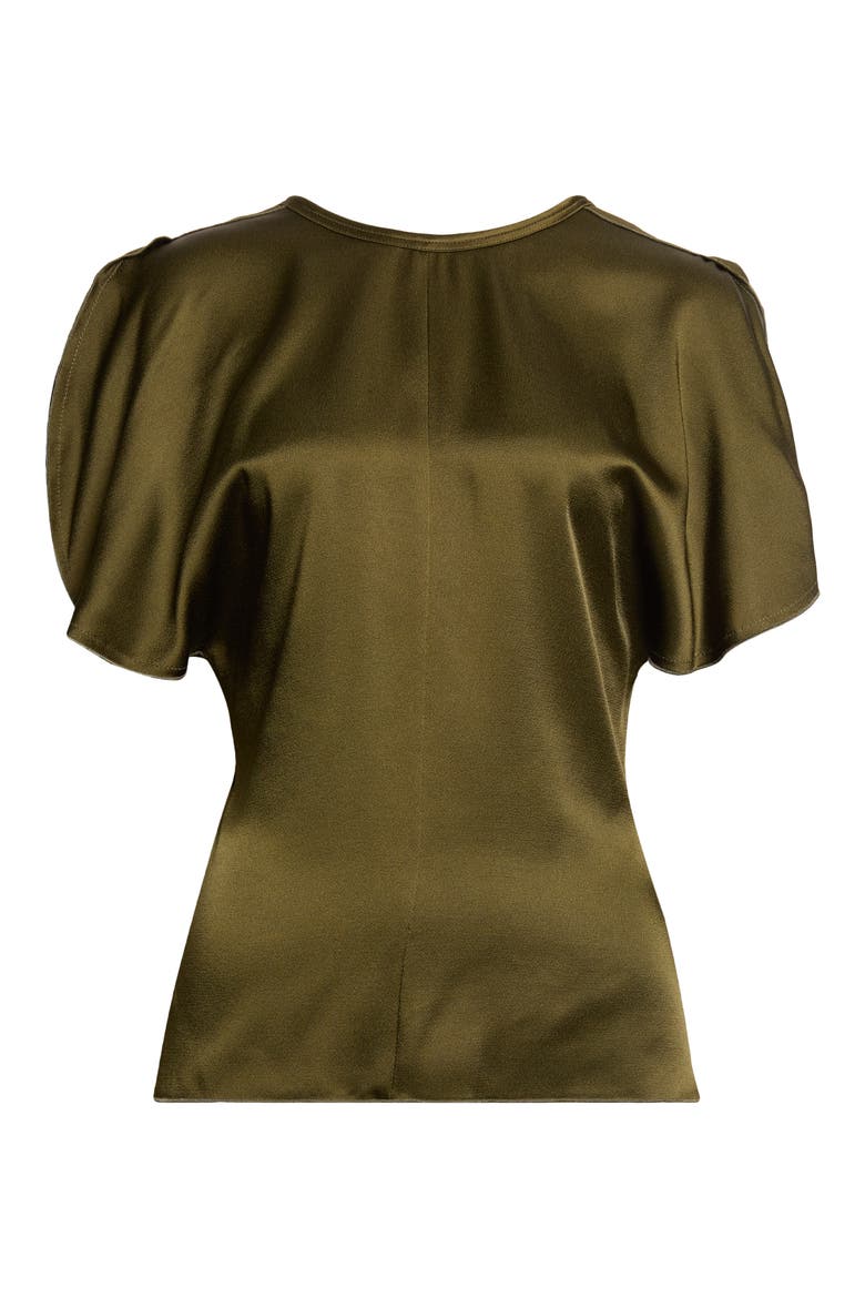 Bela Flutter Sleeve Satin Top, Main, color, MARSH GREEN