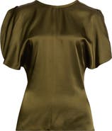 Victoria Beckham Bela Flutter Sleeve Satin Top