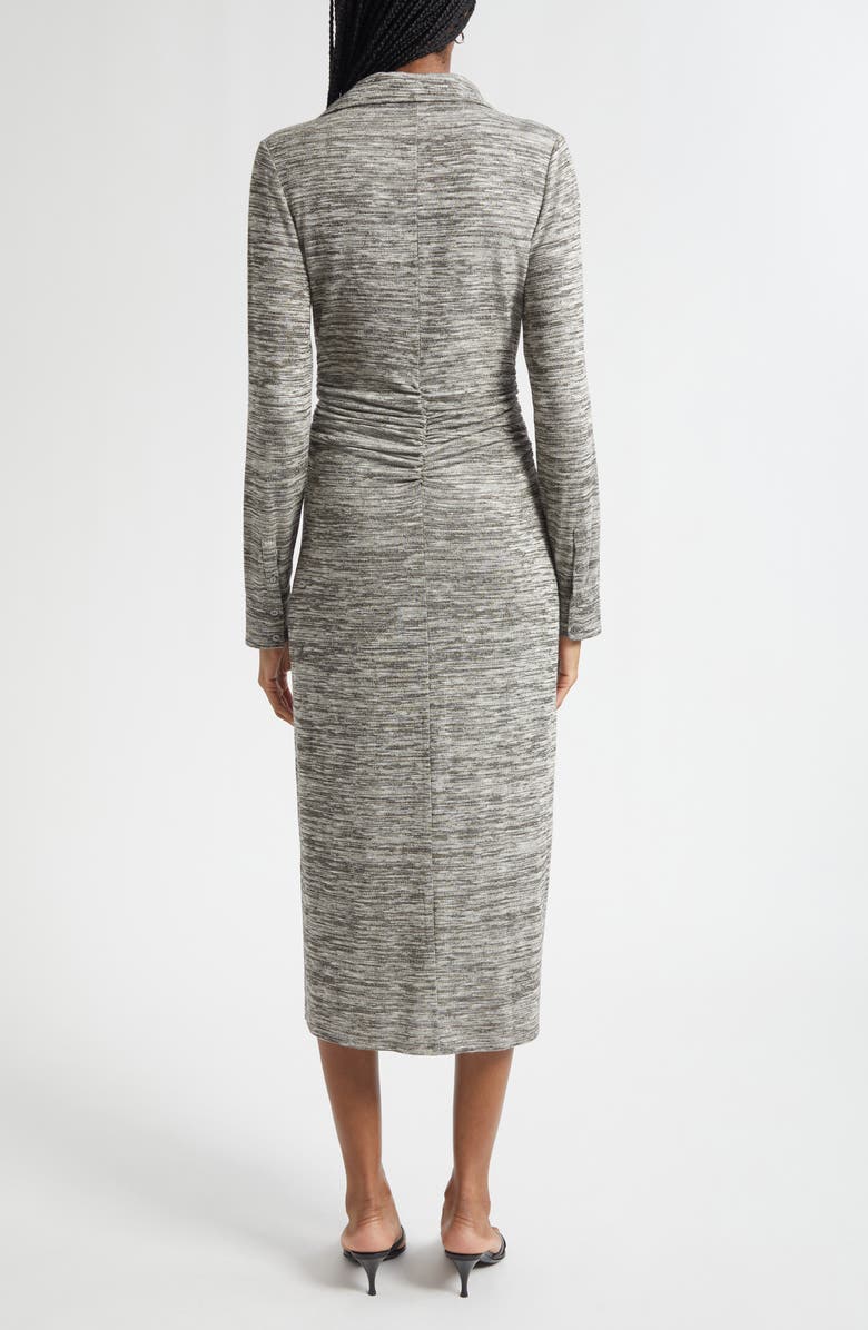 Ramy Brook Rachelle Metallic Long Sleeve Knit Midi Dress, Alternate, color, Black/ White Space Dye