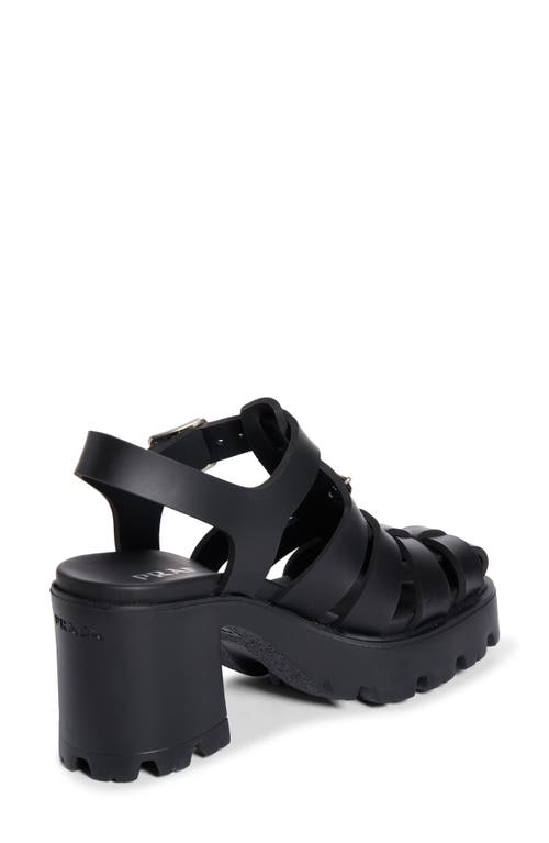 Prada Stride Flow Cage Platform Sandal In Black