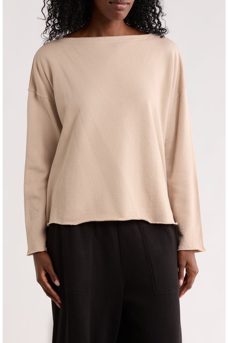 Boxy Boat Neck Organic Cotton Top, Main, color, WHEAT