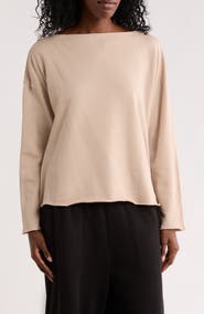 Eileen Fisher Boxy Boat Neck Organic Cotton Top