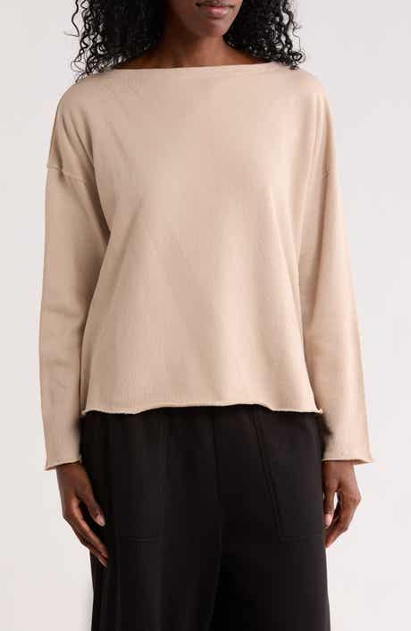 Boxy Boat Neck Organic Cotton Top