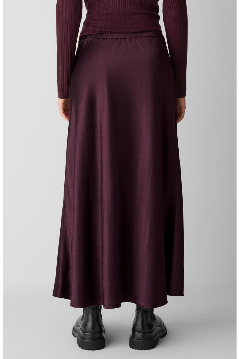 Crinkle Satin Bias Skirt, Alternate, color, WINE