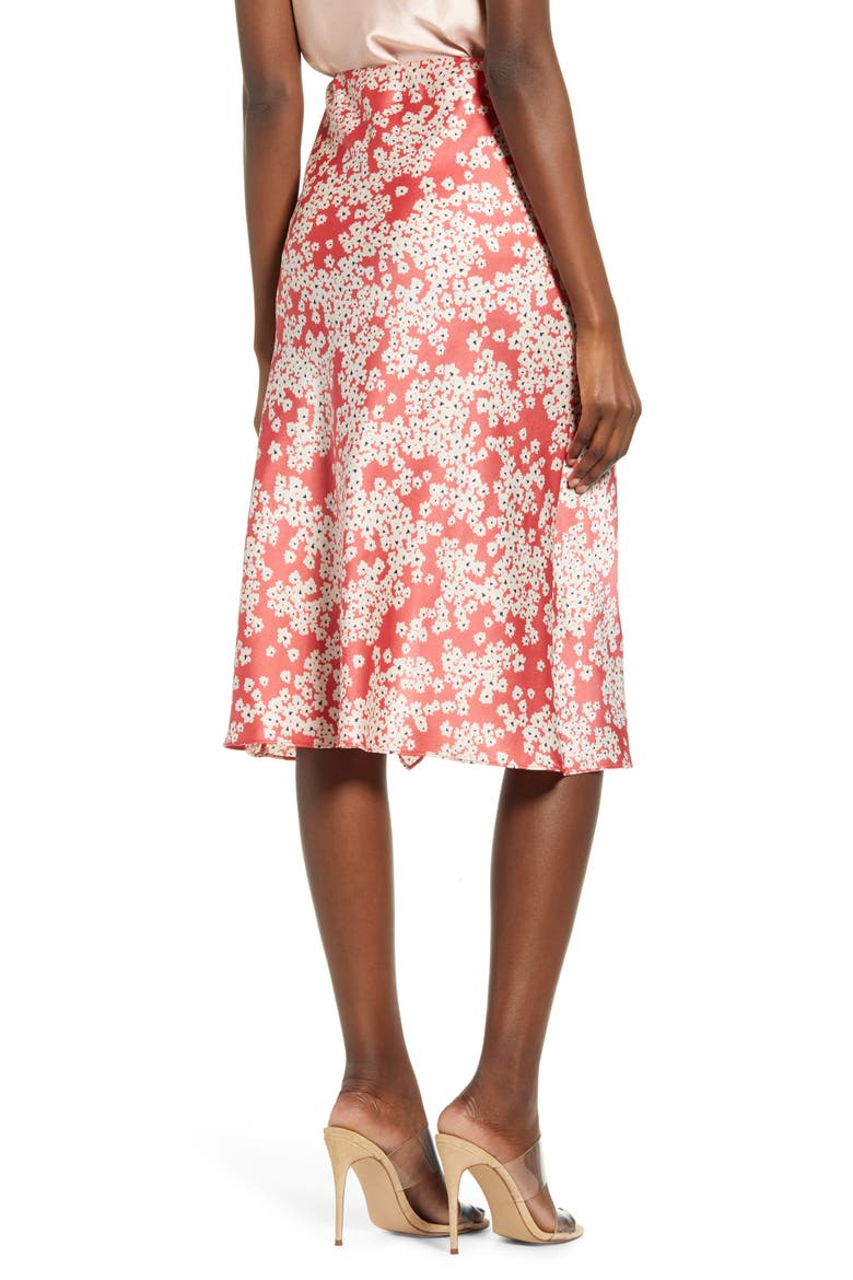 Floral Ruffle Slit Skirt, Alternate, color, RED TAN FLORAL