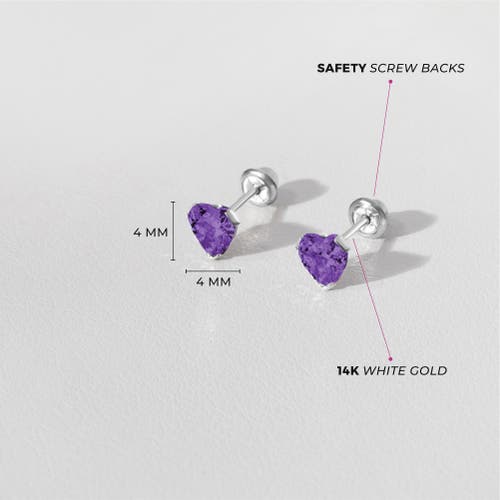 In Season Jewelry 14k Tiny Cubic Zirconia Heart Earrings In February
