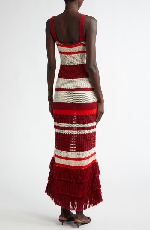 Johanna Ortiz Embayed Midi Dress Antique Ecru And Wine In Multi