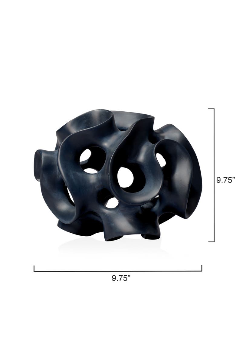 Ribbon Resin Decorative Sphere, Black, Alternate, color, Black