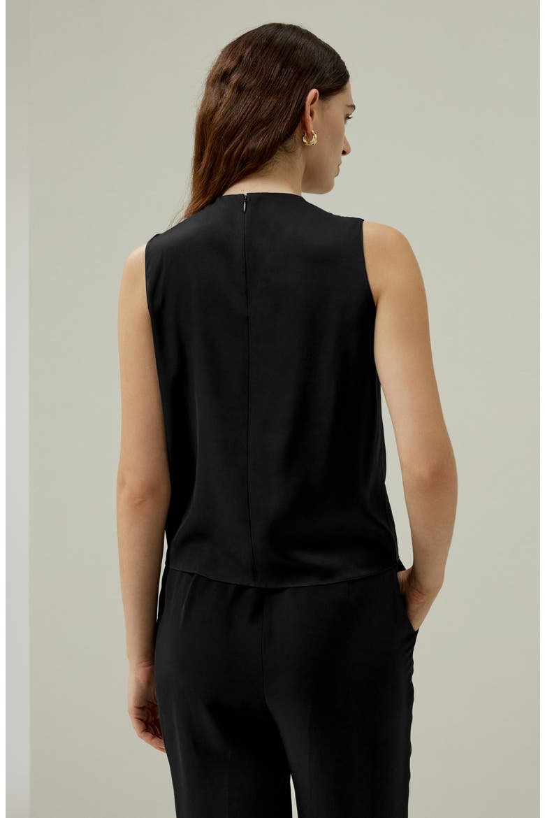 Women's Sleeveless Minimalist Silk Top, Alternate, color, Black