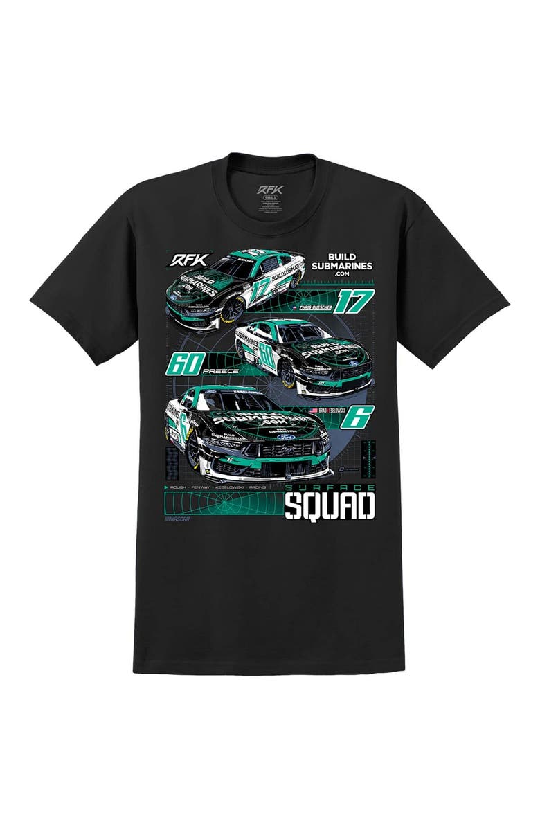 RFK Racing Men's RFK Racing Black Roush Fenway Keselowski Racing BuildSubmarines.com Car T-Shirt, Alternate, color, Black