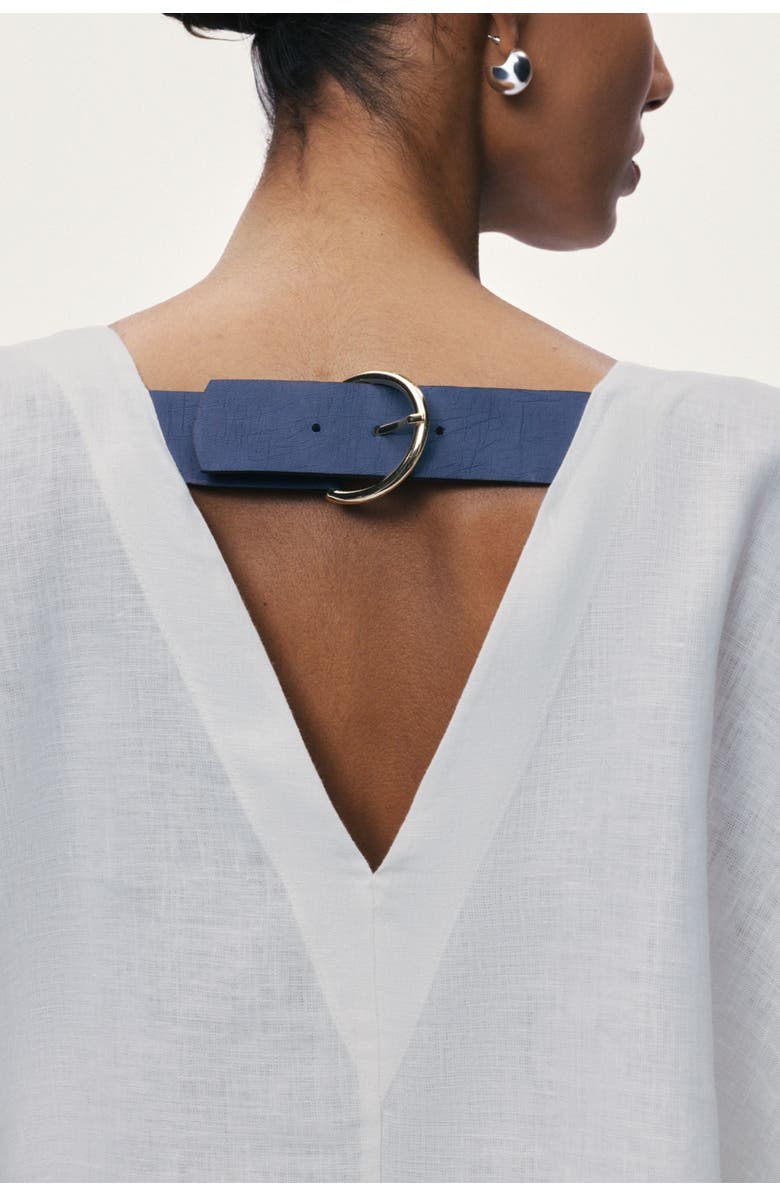 Nocturne Belt Detail V-Neck Blouse, Alternate, color, Ivory
