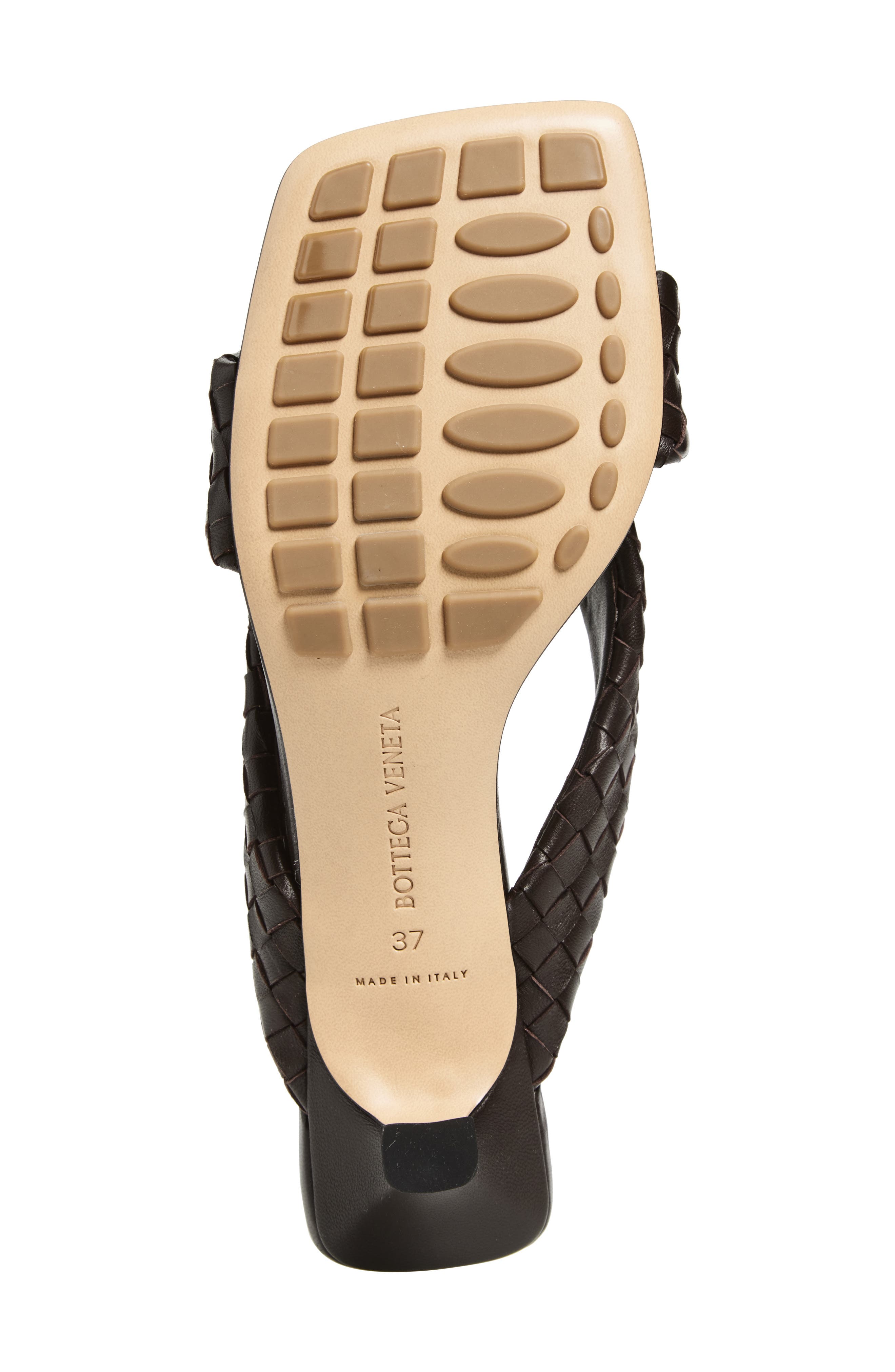 Bottega Veneta Riva Square Toe Kitten Heel Intrecciato Sandal, Alternate, color, Fondant