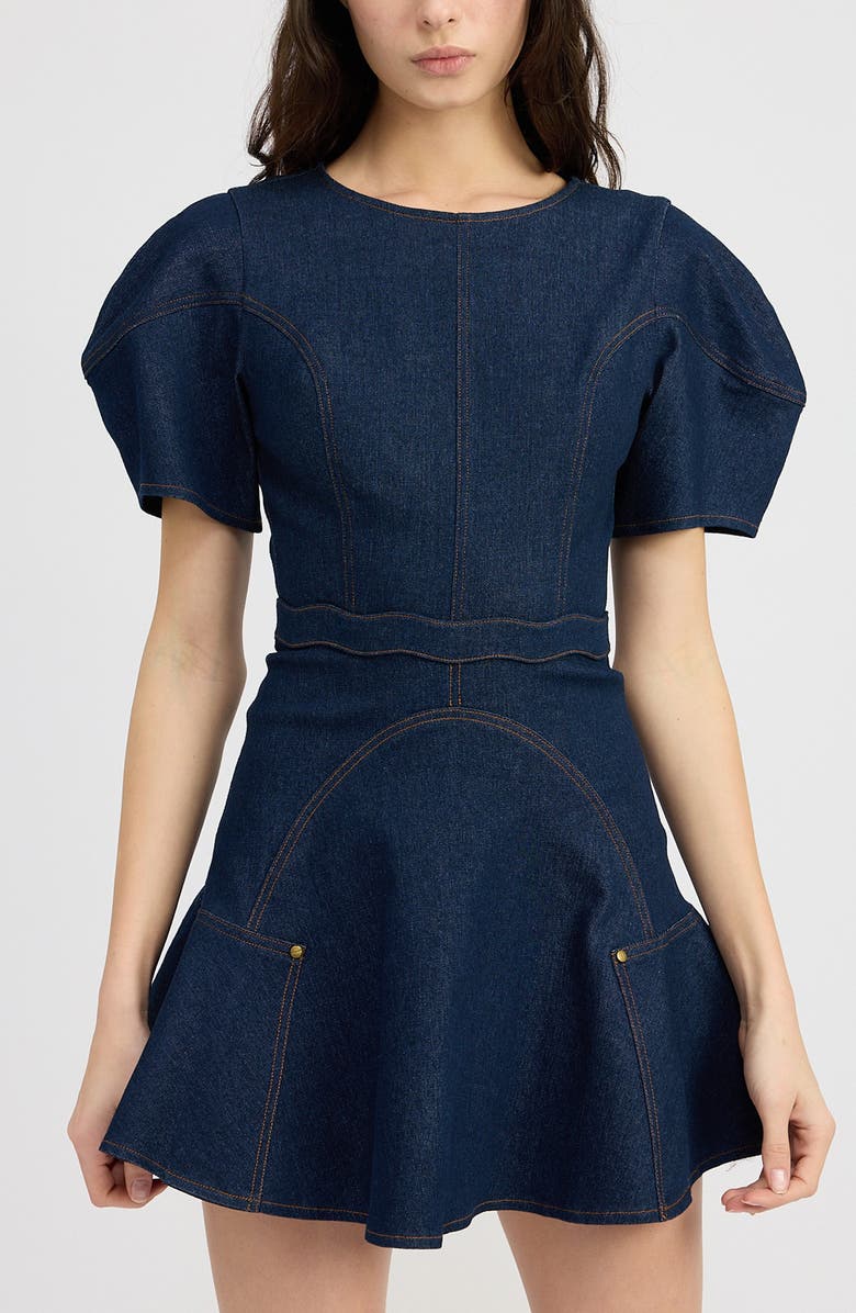 En Saison Dakota Denim Minidress, Alternate, color, Indigo