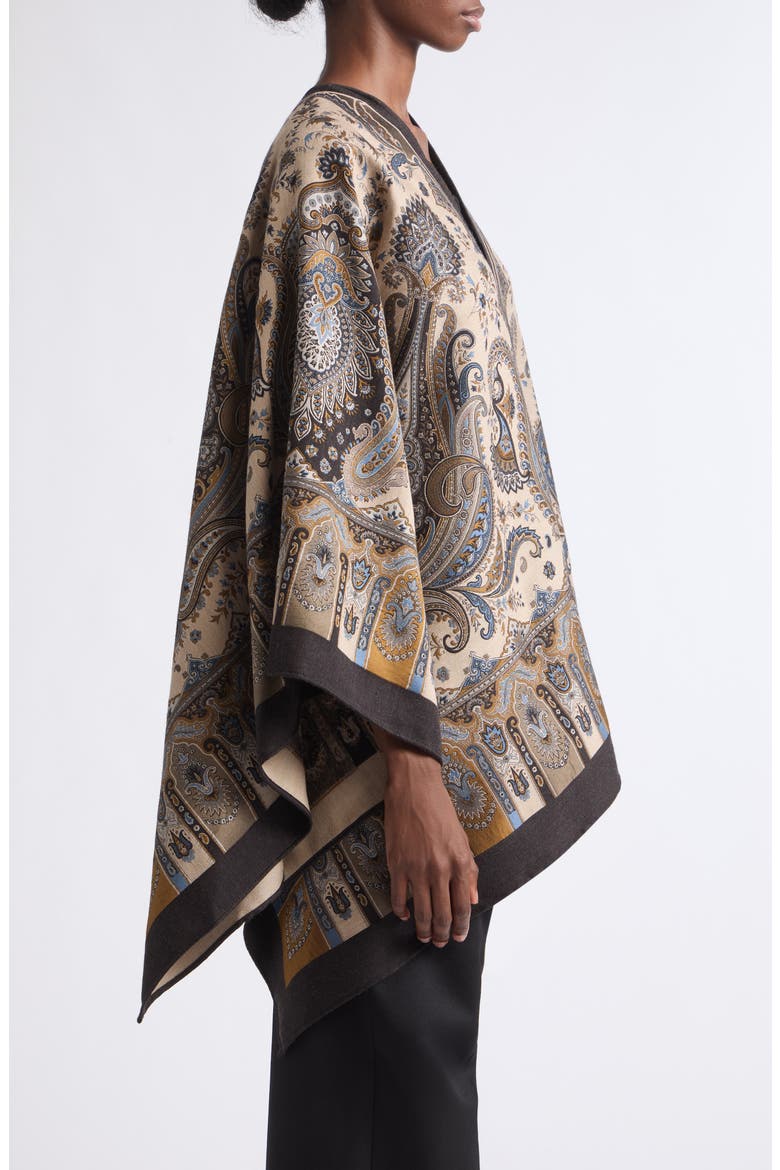 Paisley Wool Blend Jacquard Cape, Alternate, color, PRINT ON BEIGE BASE