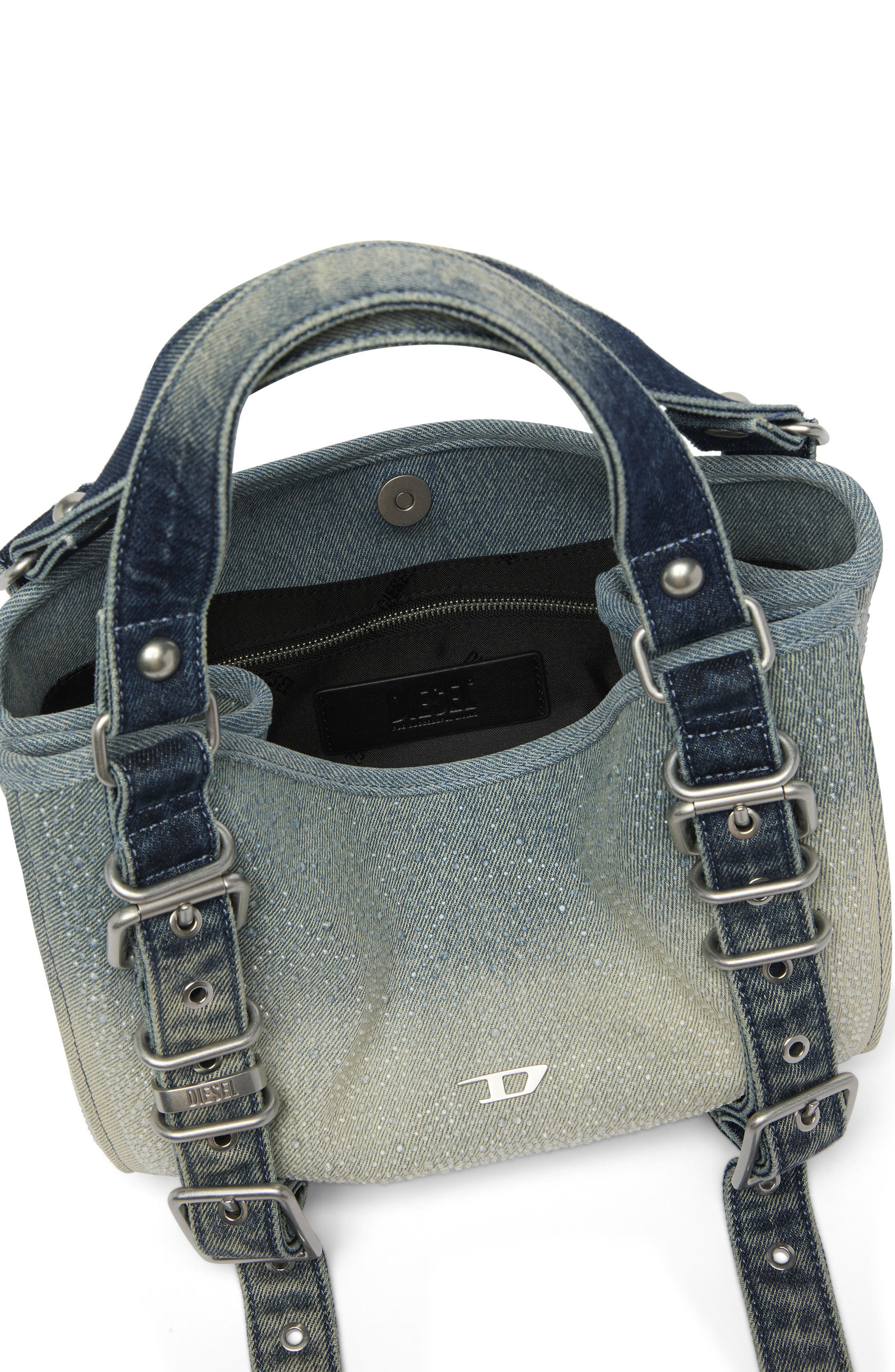 D-One Small Denim Top Handle Bag, Alternate, color, MEDIUM BLUE