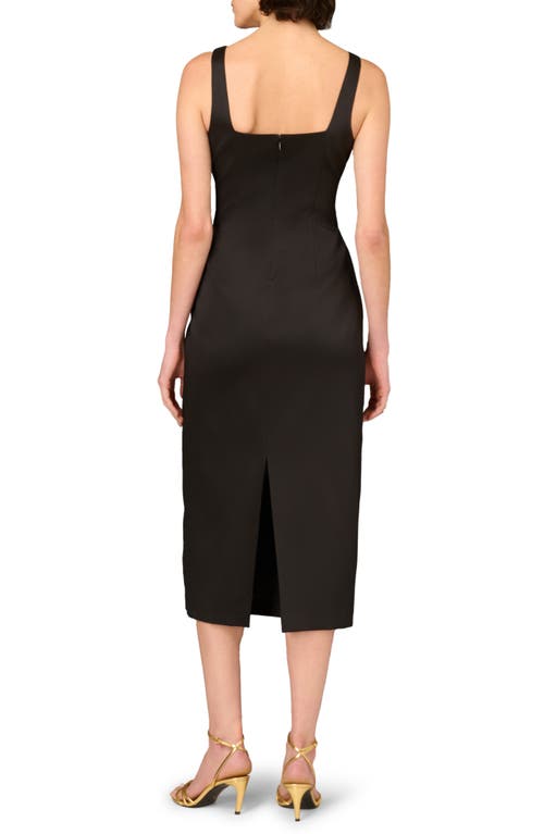 Aidan Mattox Square-neck Stretch Mikado Midi Dress In Black