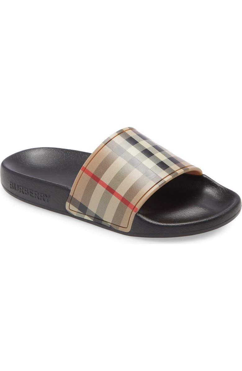 Burberry Check Slide Sandal, Main, color,