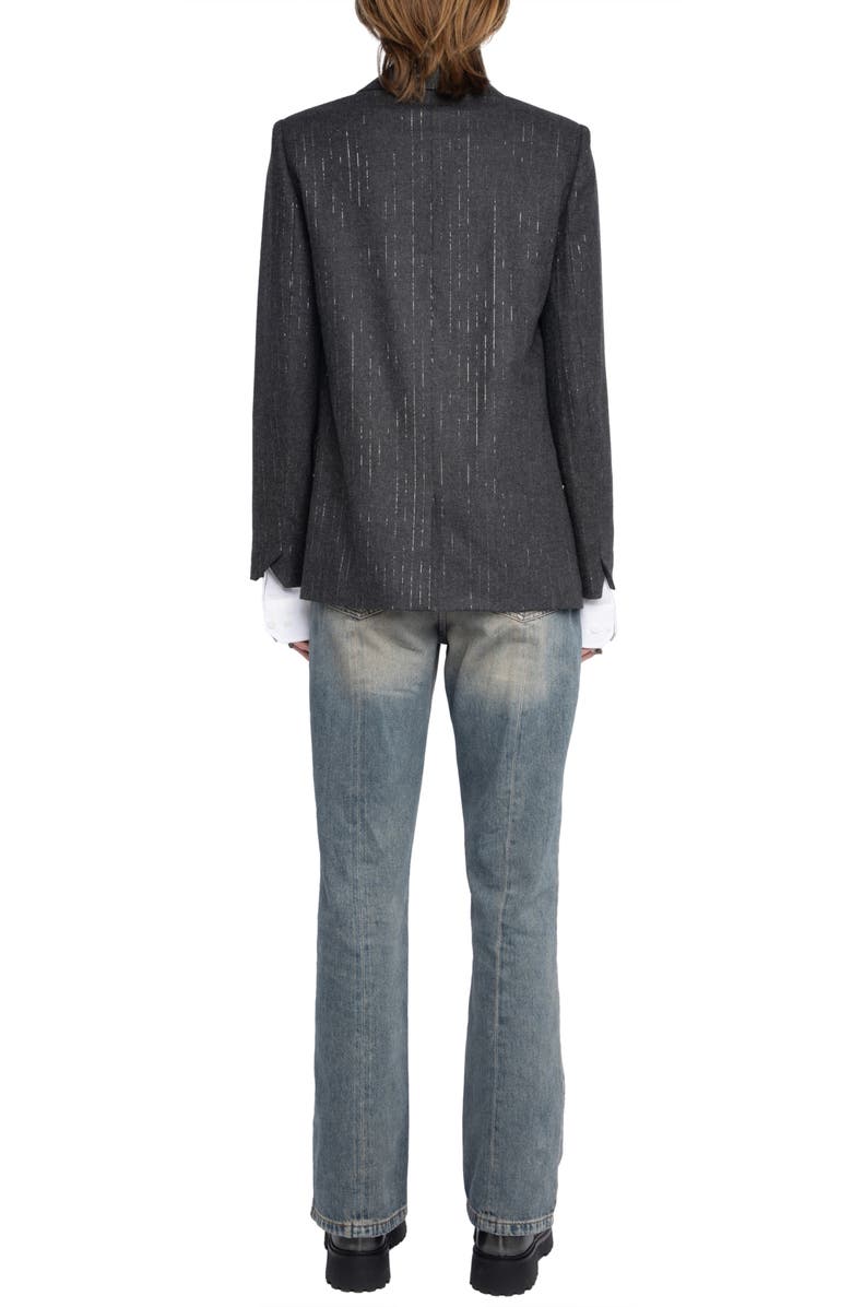 Zadig & Voltaire Vaska Metallic Stripe Double Breasted Blazer, Alternate, color, Anthracite