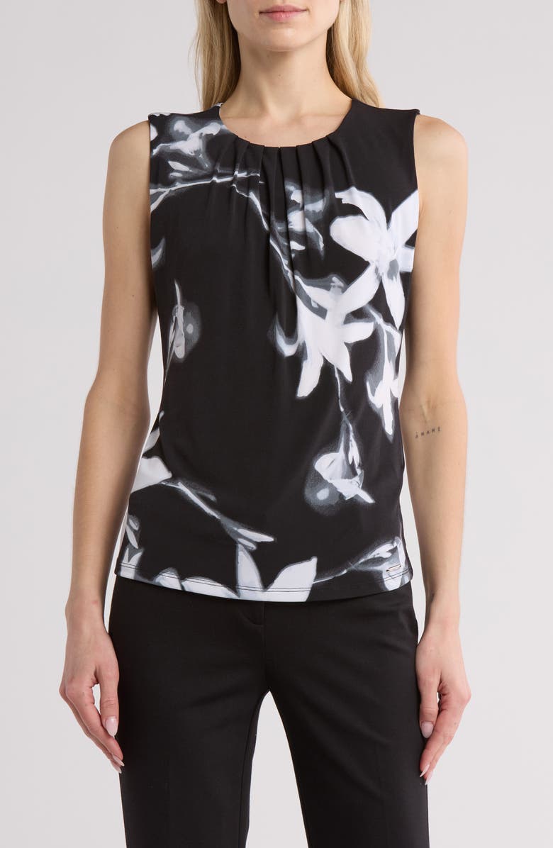 Calvin Klein Pleat Neck Sleeveless Top, Main, color,