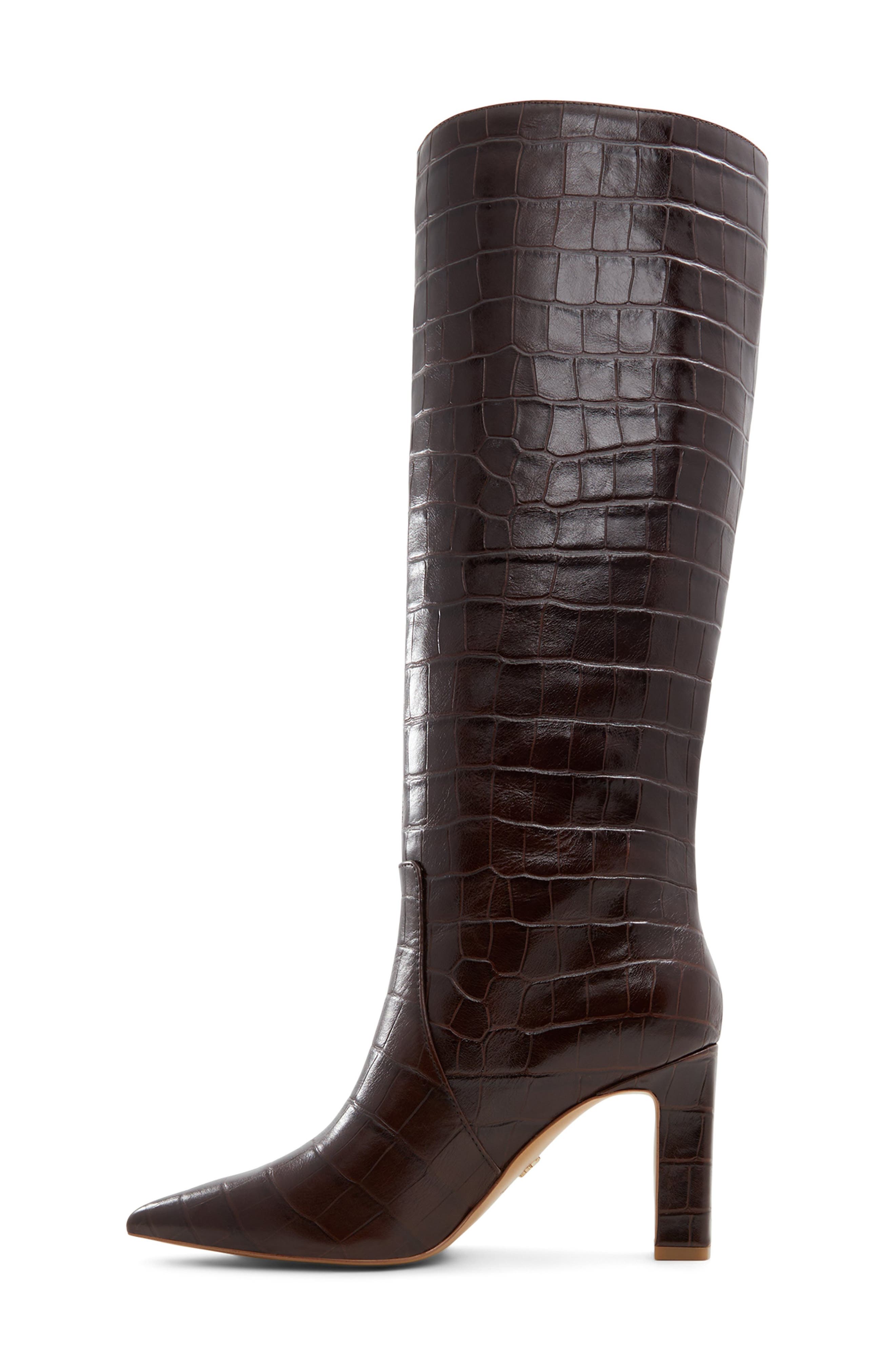 ALDO Cadigoder Pointed Toe Knee High Boot, Alternate, color, Dark Brown