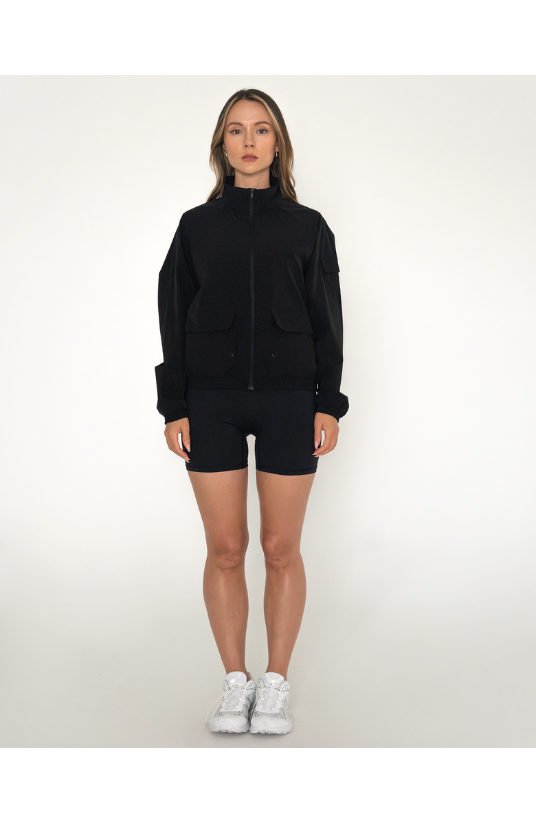 Rebody Active Cargo Nylon Windbreaker Jacket, Alternate, color, Black