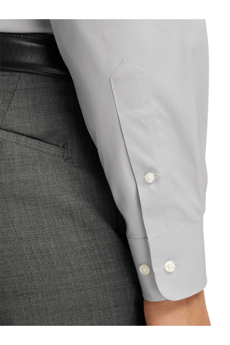 Non-iron Cotton Pinpoint Solid Point Collar Dress Shirt, Alternate, color, Grey