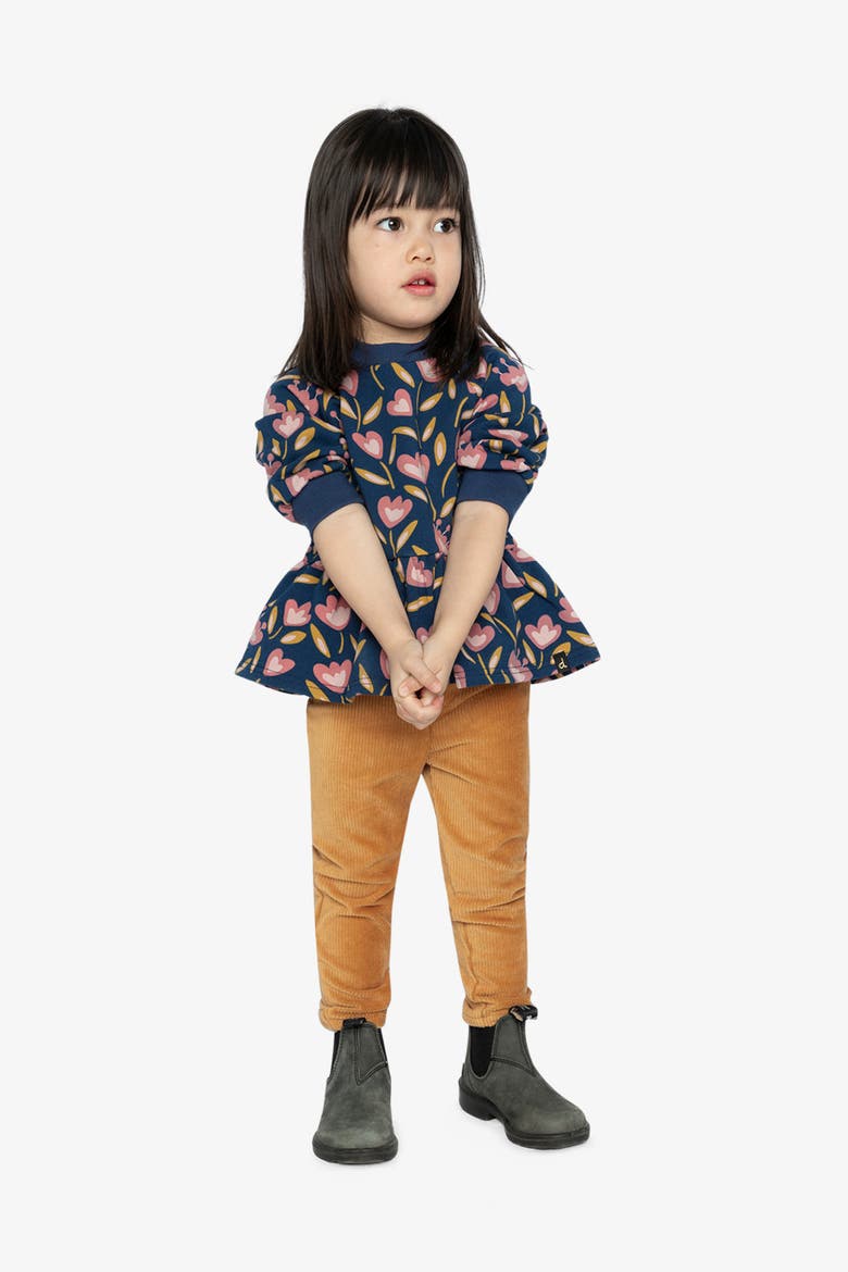 French Terry Peplum Hem Raglan Sleeve Top, Alternate, color, Blue Tulip Print