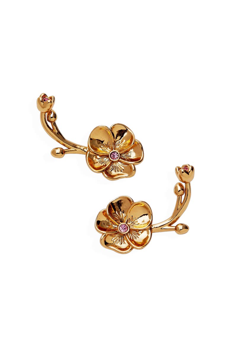 New York Botanical Garden® 2-in-1 Pansy Statement Earrings, Alternate, color, Gold