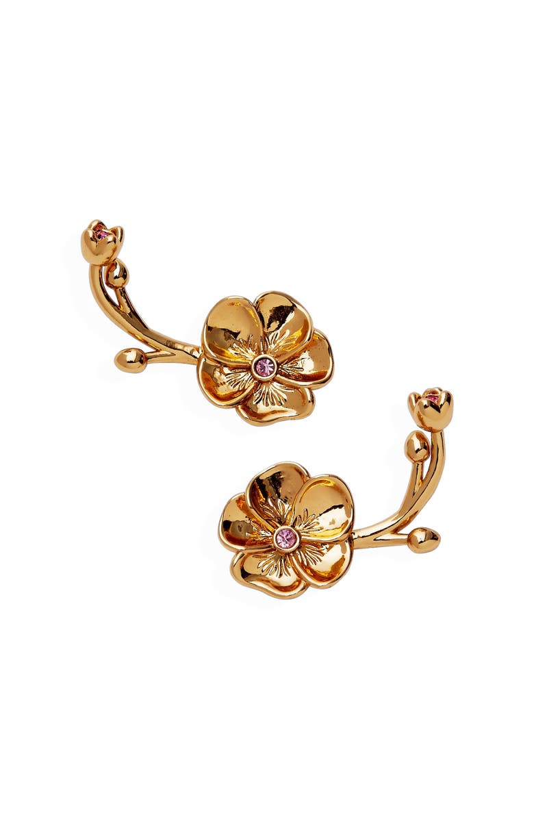 Alex and Ani New York Botanical Garden<sup>®</sup> 2-in-1 Pansy Statement Earrings, Alternate, color, Gold